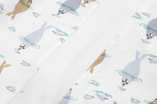 Raglan Bamboo Pima Short Sleeve Sleep Suit 0.6 TOG - Ocean Float