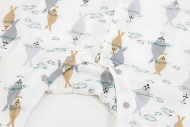 Raglan Bamboo Pima Short Sleeve Sleep Suit 0.6 TOG - Ocean Float