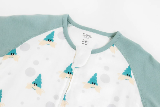 Raglan Bamboo Pima Short Sleeve Sleep Suit 0.6 TOG - The Happy Hermit