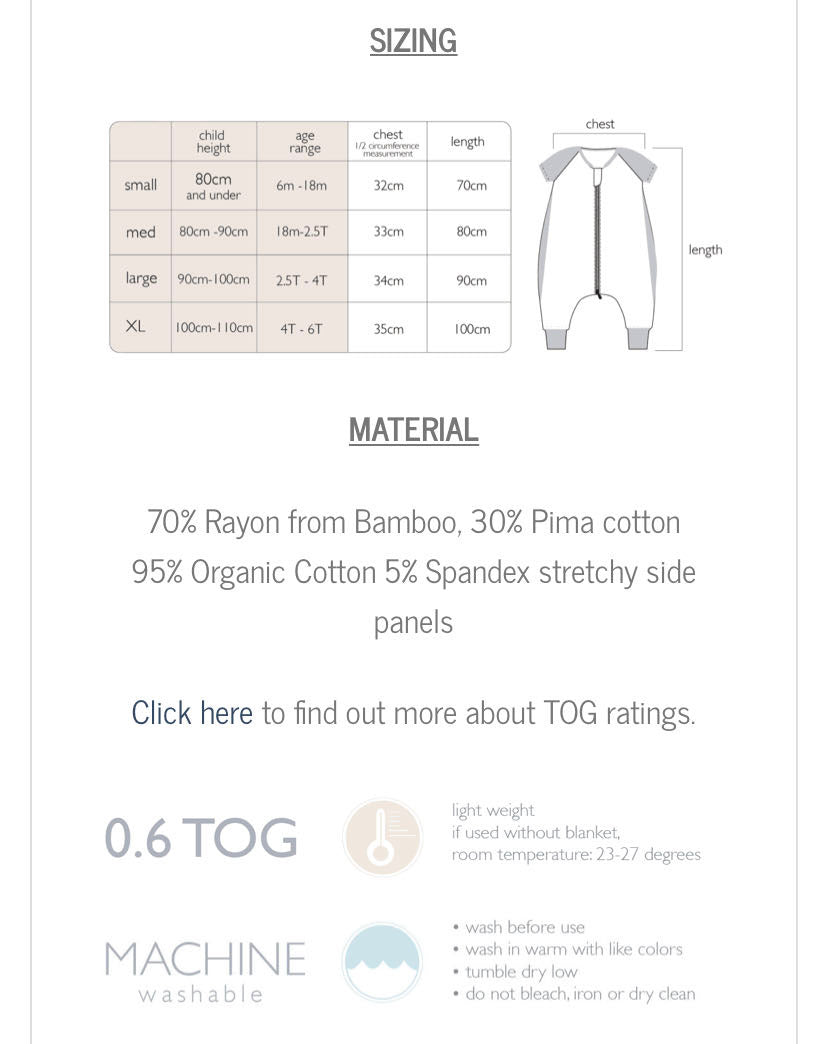 0.6TOG Short Sleeve Sleep Suit – Summer Graze
