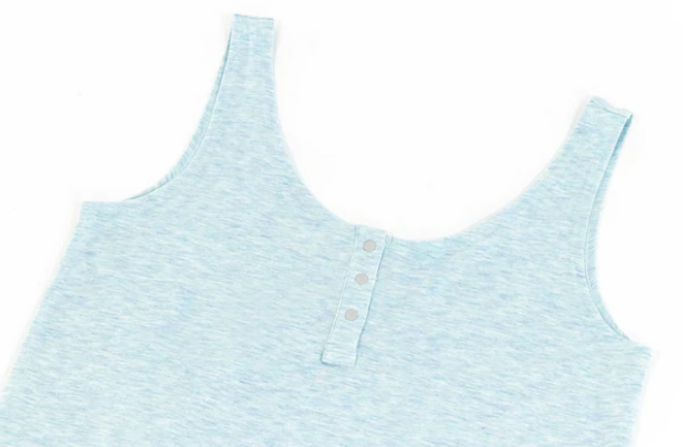 Women's Basics Bamboo Cotton Henley Tank Top - Mist