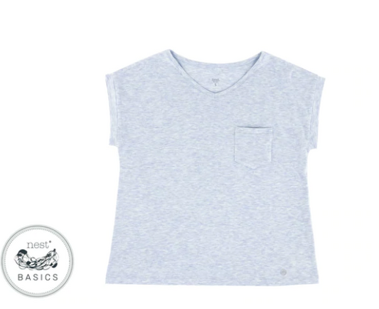 Women's Basics Bamboo Cotton Cap Sleeve V-Neck Shirt - Charcoal