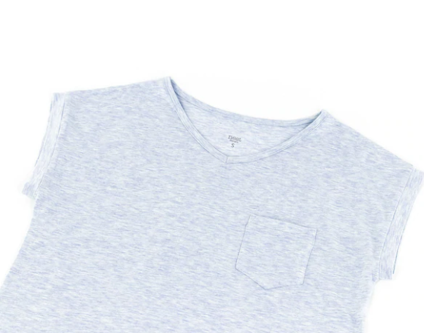 Women's Basics Bamboo Cotton Cap Sleeve V-Neck Shirt - Charcoal