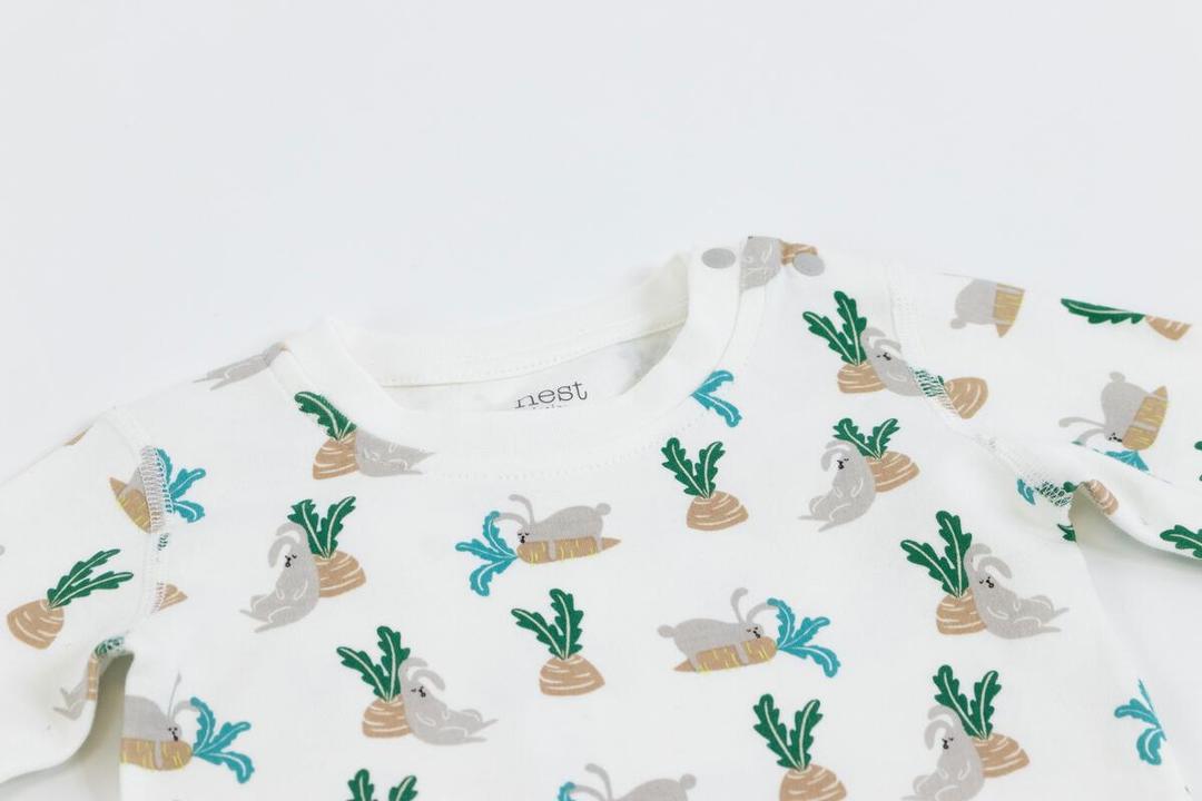 Nest Organic Cotton Two-Piece PJ Set - Lazy Rabbits