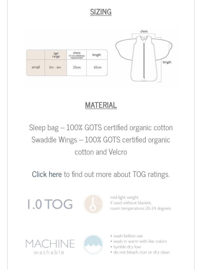 1.0TOG Swaddle Sleep Bag – Summer Graze