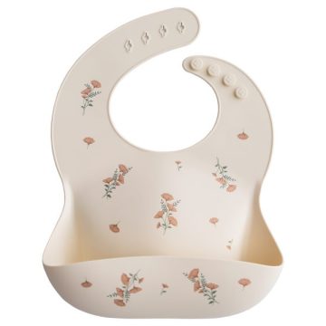 SILICONE BABY BIB (PINK FLOWERS)