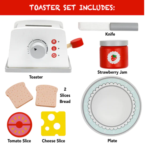 Play Brainy Pop Up Kid’s Toaster Toy with Kitchen Accessories