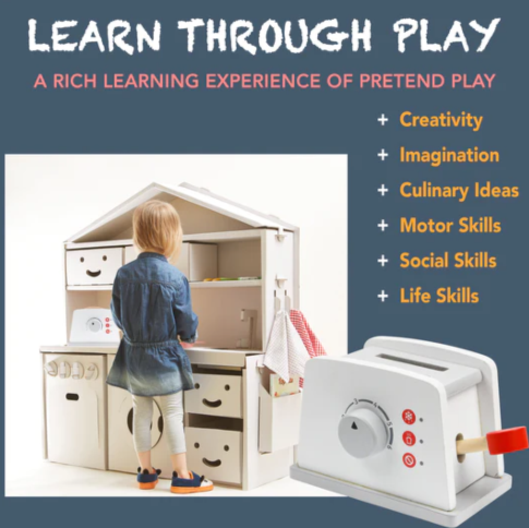 Play Brainy Pop Up Kid’s Toaster Toy with Kitchen Accessories