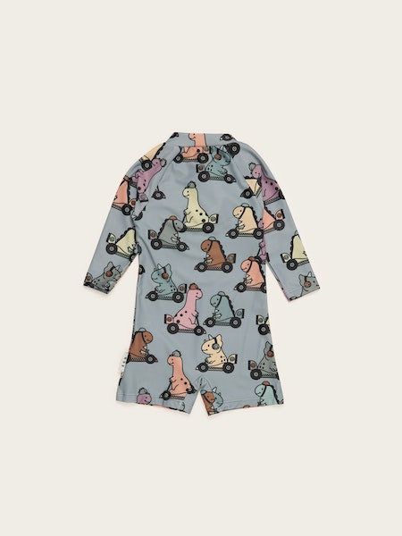 DINO RACER LONG SLEEVE ZIP SHORTIE SWIMSUIT