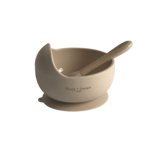 SILICONE BOWL + SPOON SET, SAND