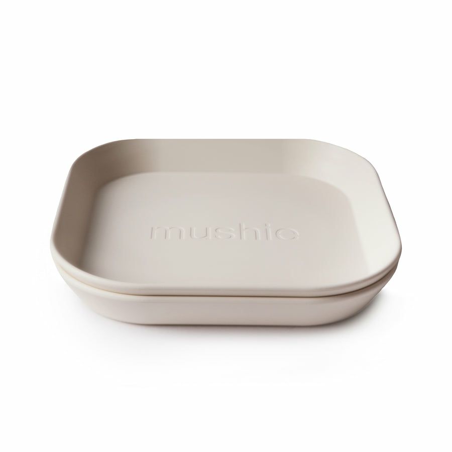 Square Dinnerware Plates, Set of 2 (Ivory)