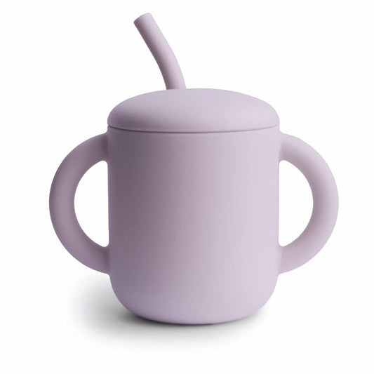 Silicone Training Cup + Straw (Soft Lilac)