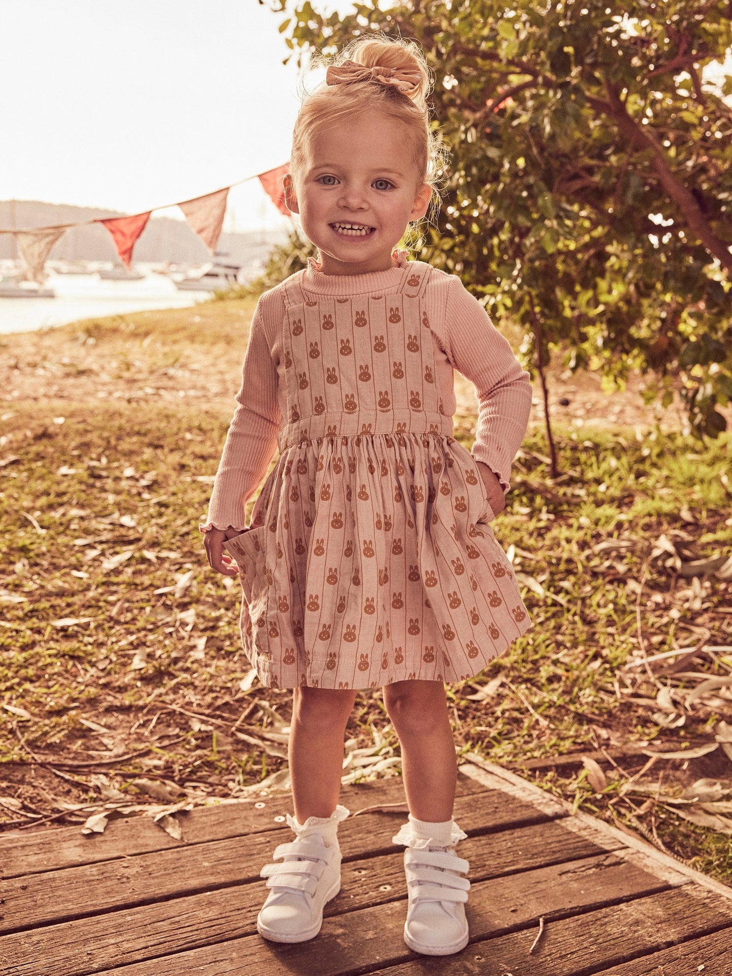 BUNNY STRIPE REVERSIBLE PINAFORE
