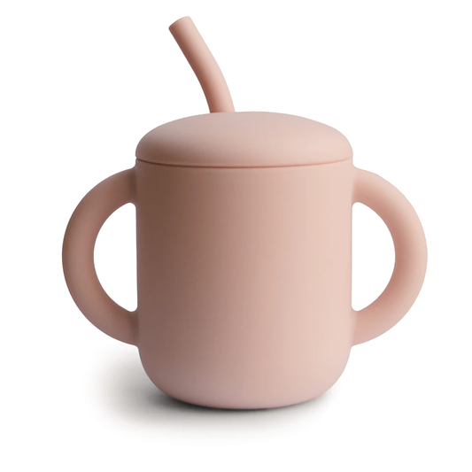 Silicone Training Cup + Straw (Blush)