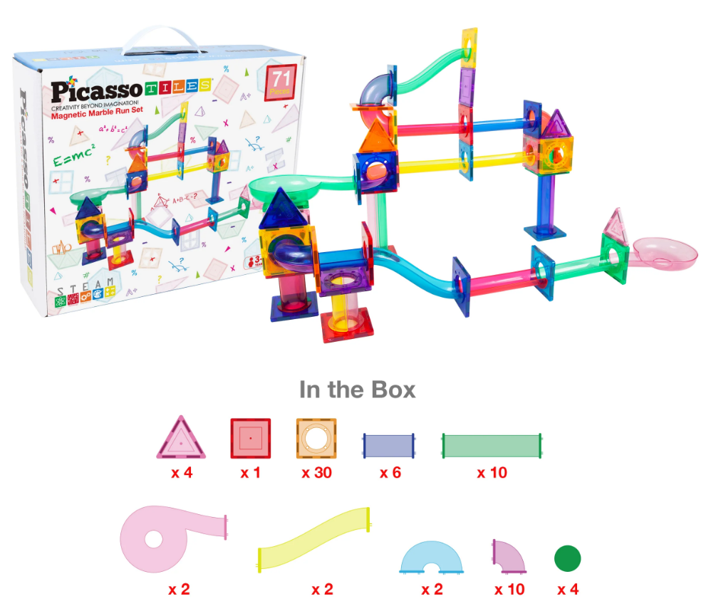 Picasso Tiles - 71pc Marble Run Building Blocks