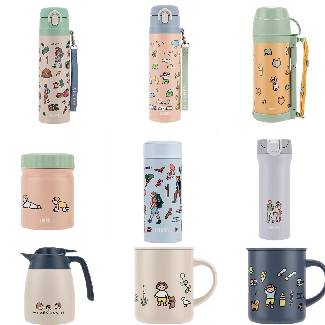 Thermos×Zeroper Zero 绿色+蓝色背带保温杯550ml