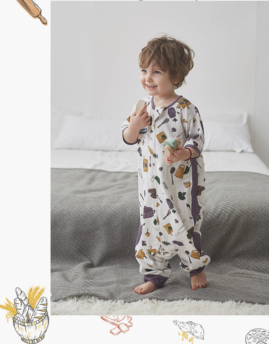 短袖双层纱布分腿侧罗纹睡袋 松鼠食堂