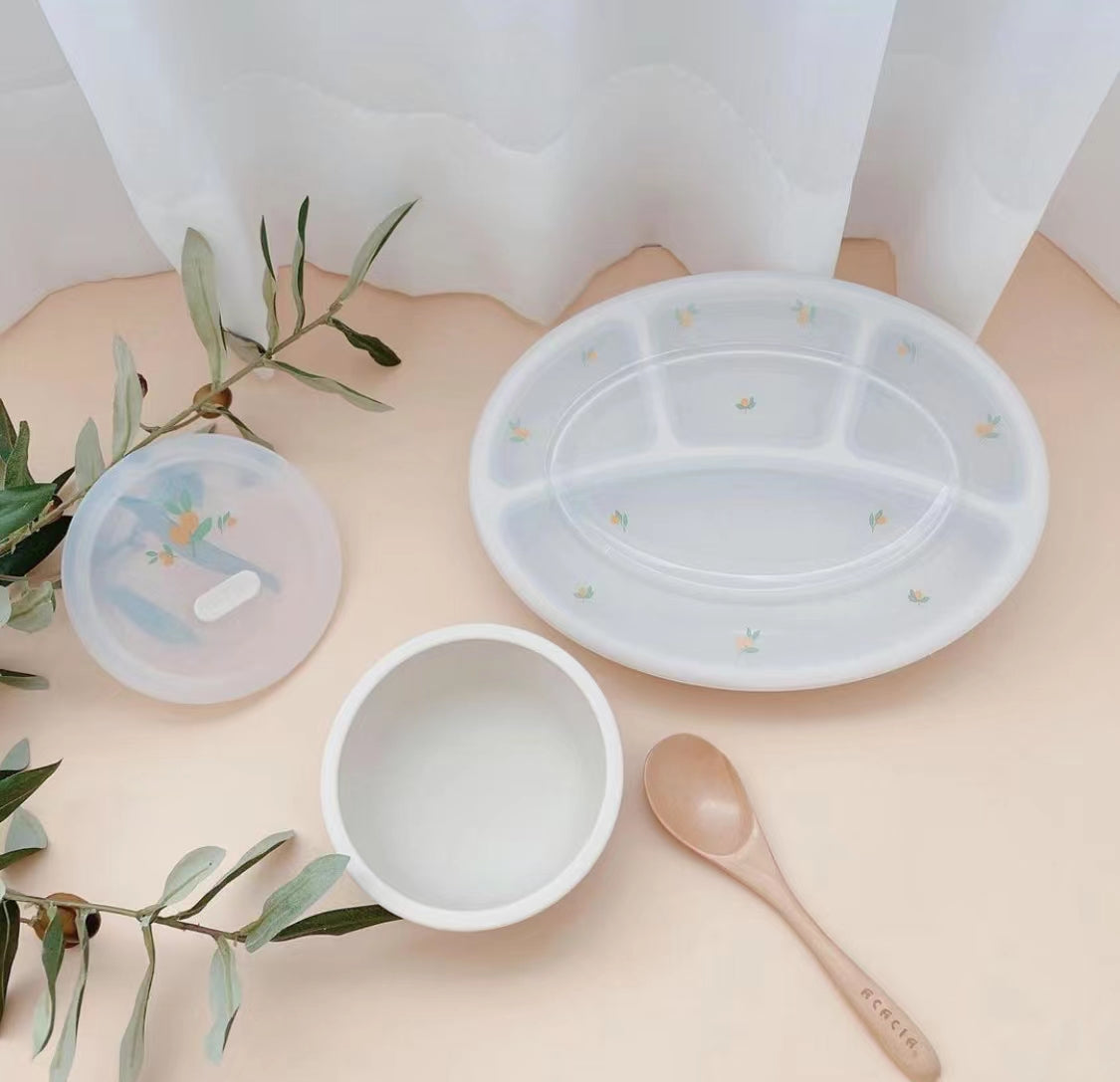 DotToDot Divided Suction Plate With Lid - 分格餐盘(带盖)