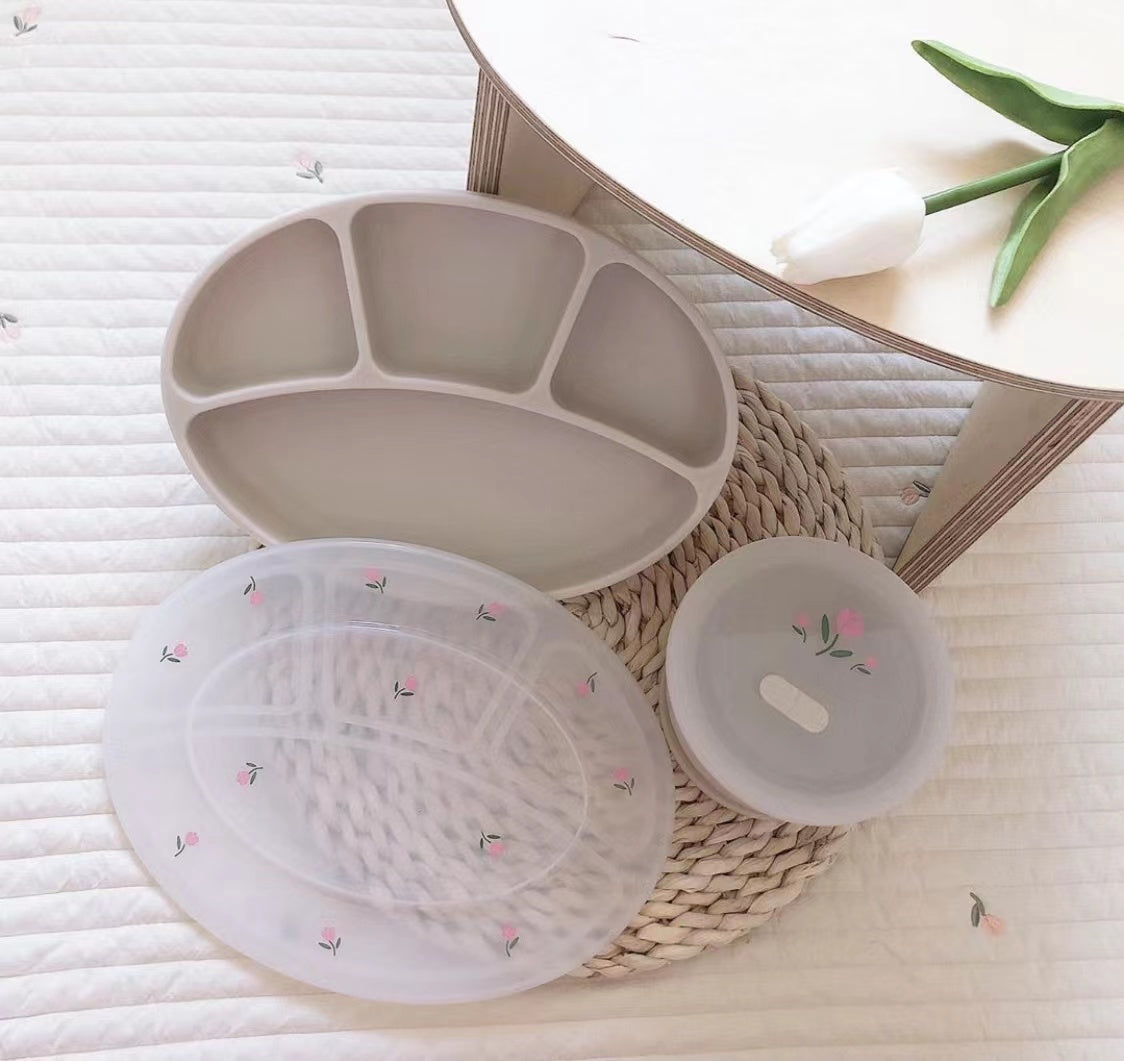 DotToDot Divided Suction Plate With Lid - 分格餐盘(带盖)