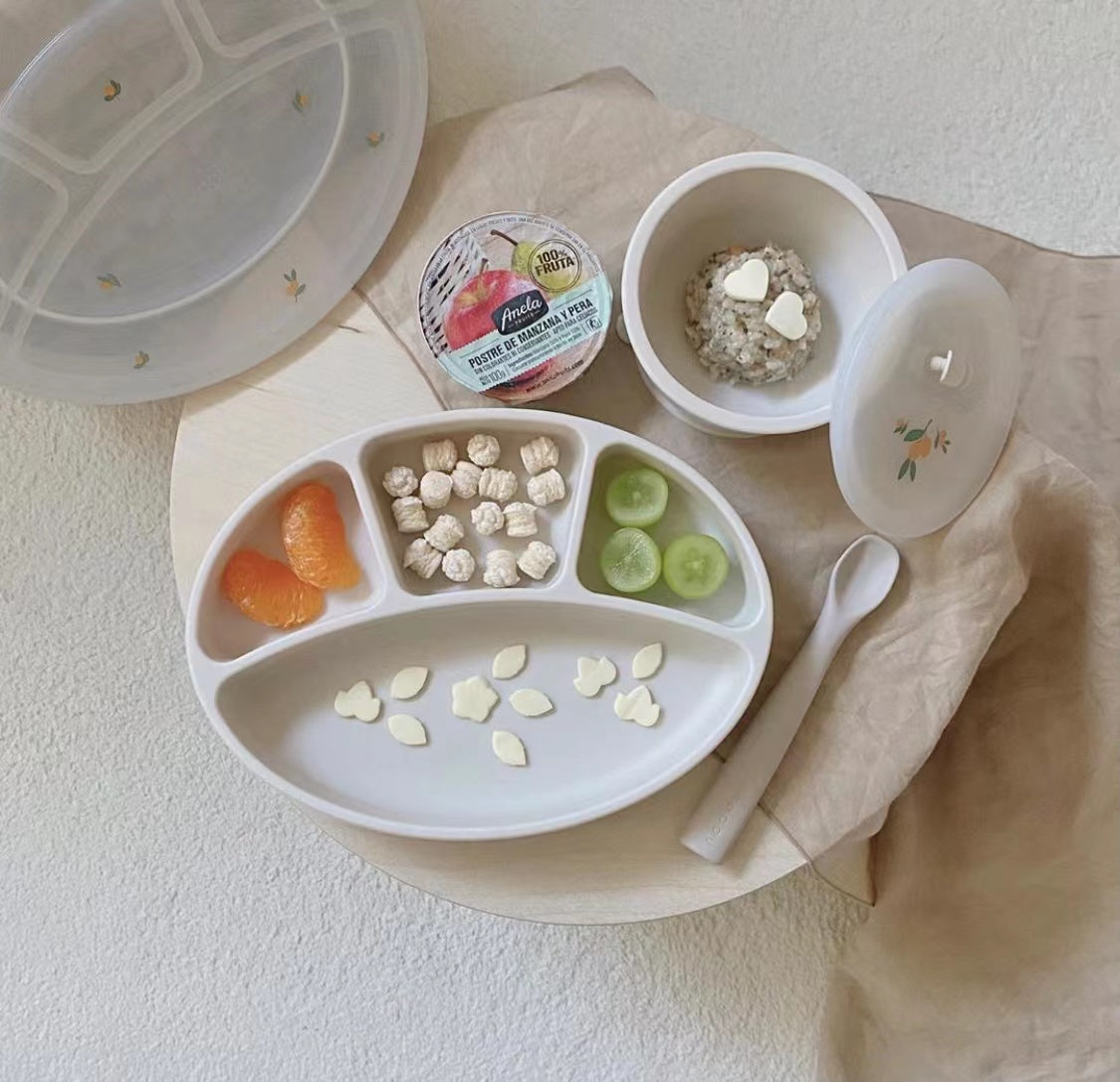 DotToDot Divided Suction Plate With Lid - 分格餐盘(带盖)