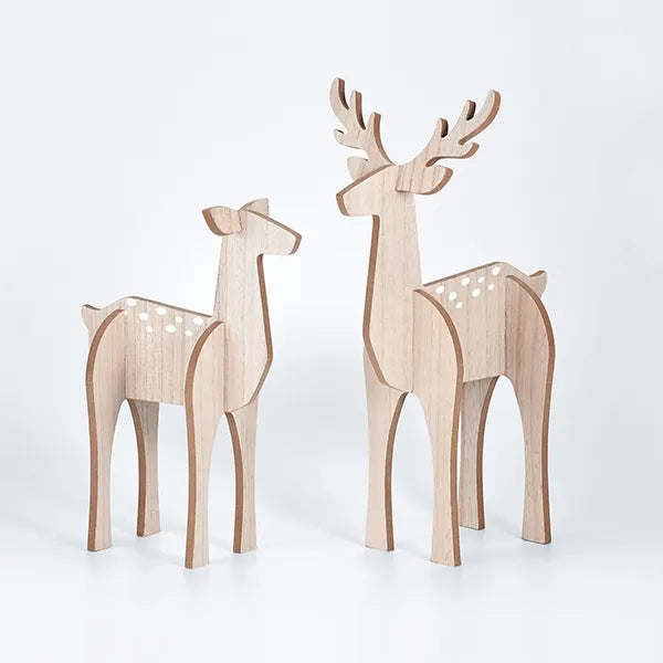 WOODEN DEER DECOR SET