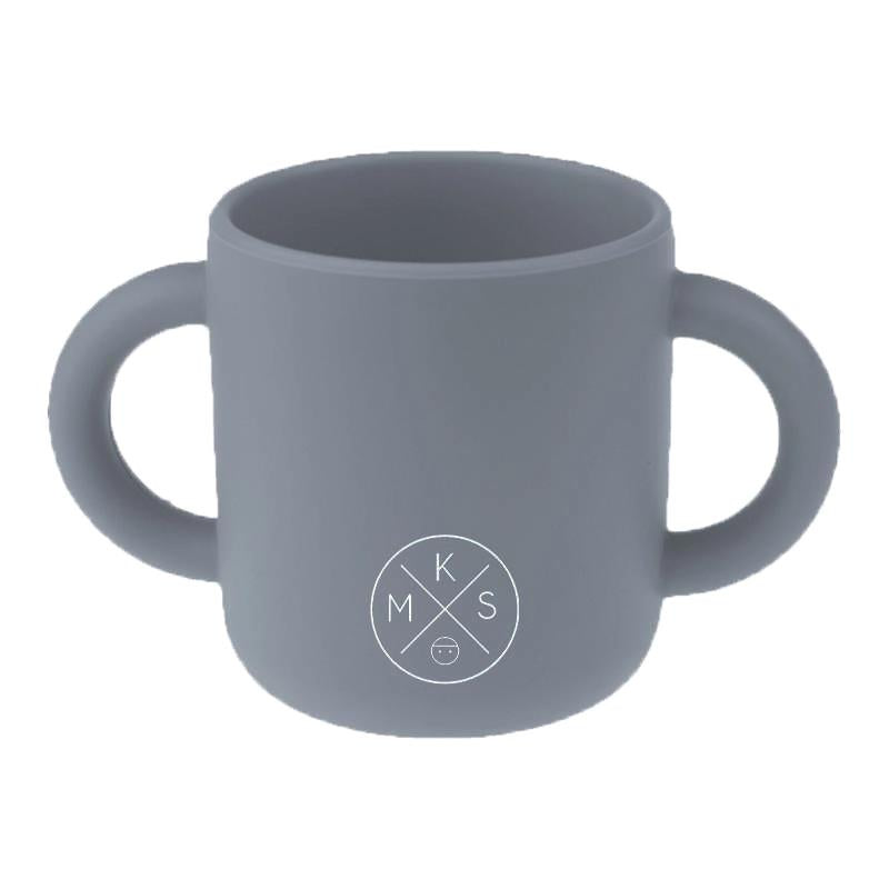 Silicone kids training drinking cup with straw-Charcoal