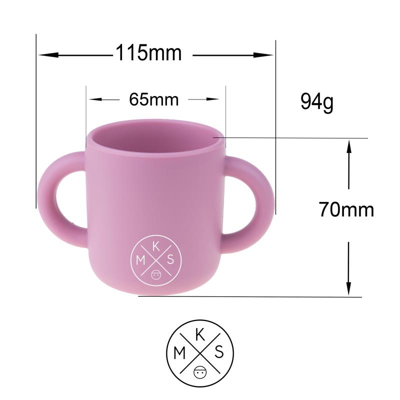 Silicone kids training drinking cup with straw-Charcoal