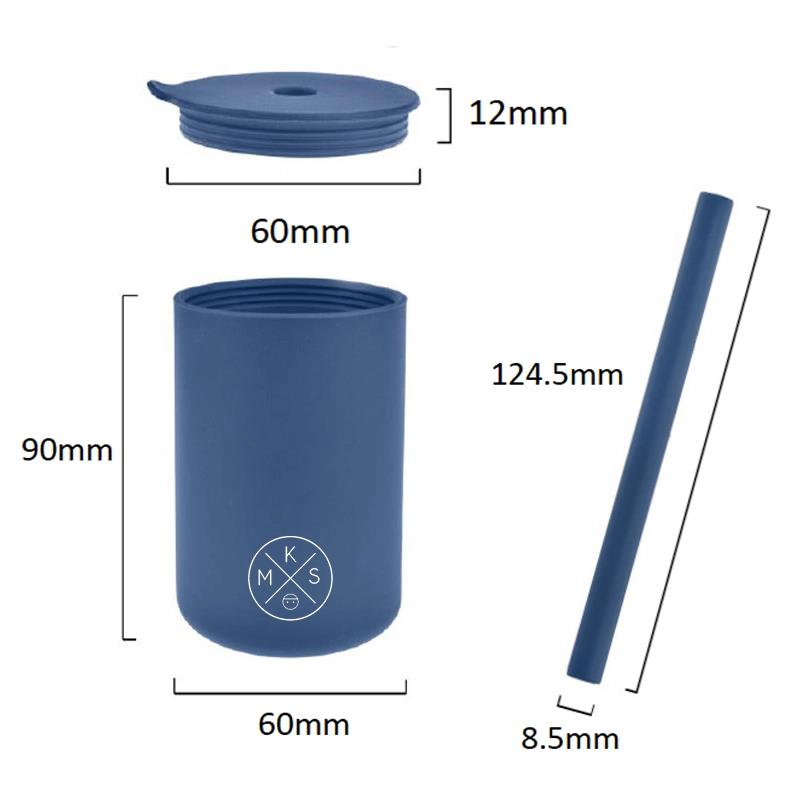 Silicone kids training drinking cup with straw-Charcoal