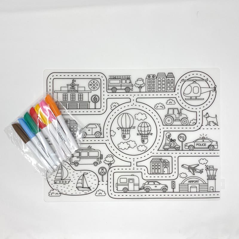 Silicone Reusable Coloring Tablemat for Kids - Roadmap