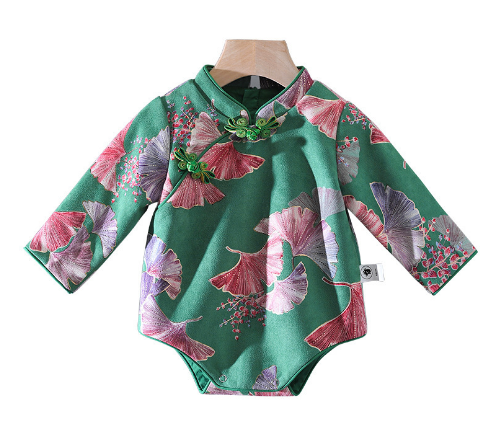 绿色银杏叶不加绒哈衣