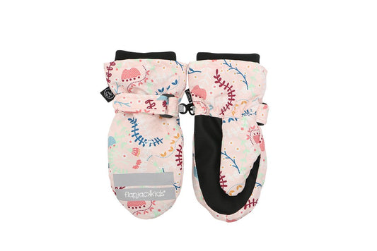Kids Water Repellent Ski Mittens - Floral