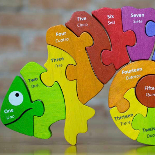 COUNTING CHAMELEON BILINGUAL PUZZLE