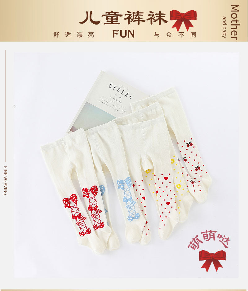 蓝色蝴蝶结打底保暖长筒袜