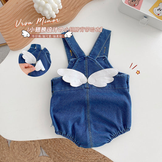 洋气牛仔纯色背带包屁衣 351