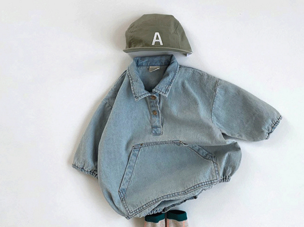 A1163牛仔蓝哈衣