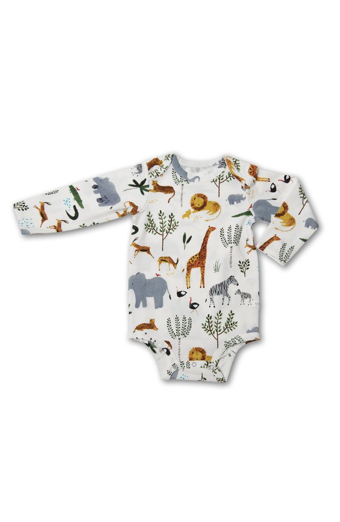 Long Sleeve Bodysuit in TENCEL™ - Safari Jungle