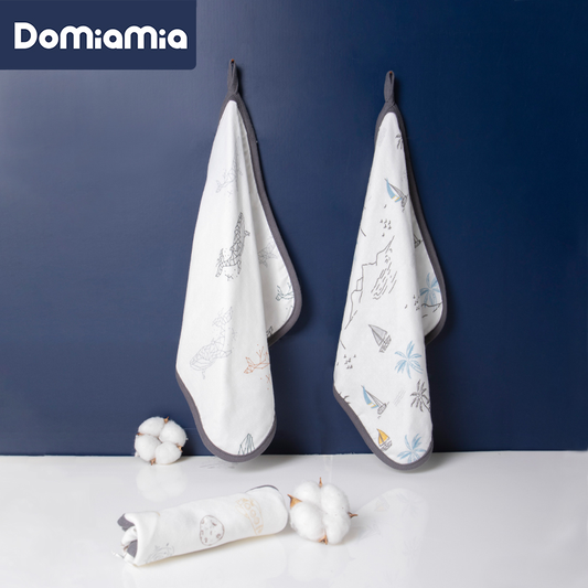 domiamia 四层纱布小方巾(3条装)-太空系列