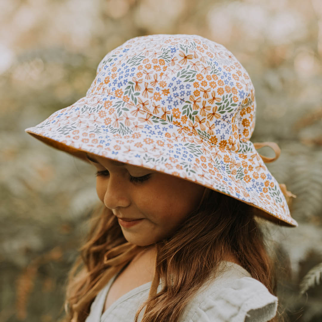 Girls Reversible Sun Hat - Mabel / Maize