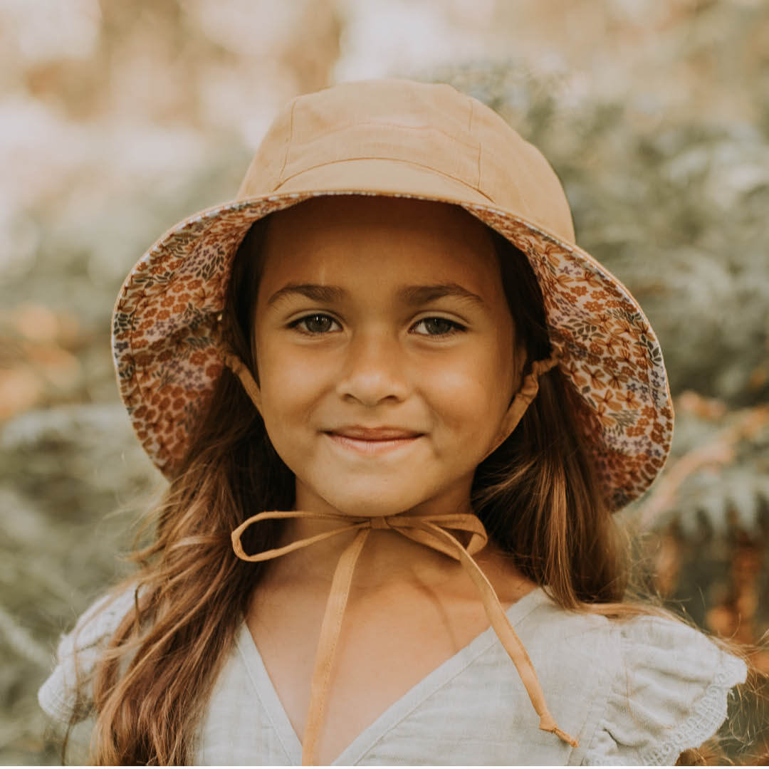 Girls Reversible Sun Hat - Mabel / Maize