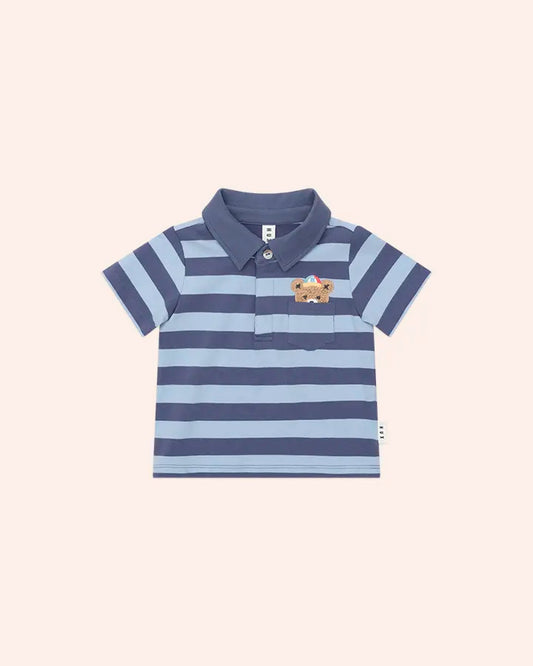 $50-55 PEEPING HUX BLUE STRIPE POLO T-SHIRT- BLUE