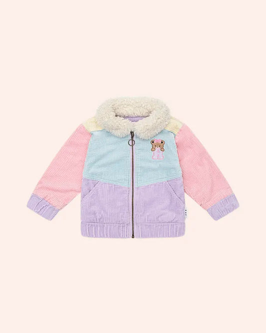 $105-110 BLUSH COLOUR BLOCK CORD JACKET-BLUSH MULTI
