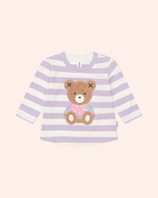 $50-55 COLLEGE HUX ORCHID STRIPE TOP-ORCHID + ALMOND MILK