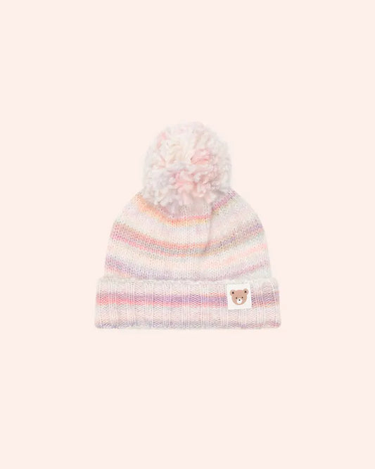 $40 RAINBOW STRIPE KNIT BEANIE-MULTI
