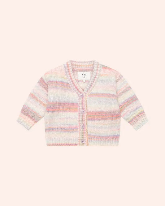 $80-85 RAINBOW STRIPE KNIT BOXY CARDI -MULTI