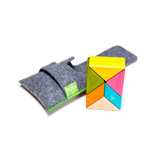 Pocket Pouch Prism Magnetic Wooden Blocks 6 pieces - Tints