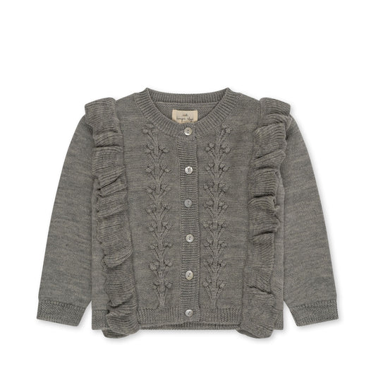 fiol frill cardigan - grey melange