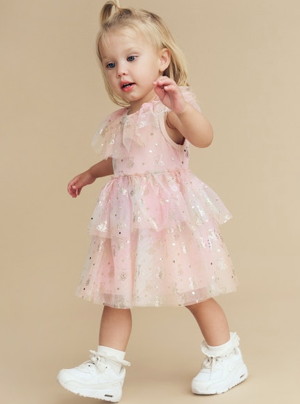 S23 CLOUD BEAR TIERED PARTY DRESS
