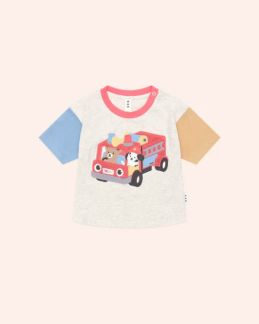 $50-55 FIRETRUCK HUX T-SHIRT-ALMOND MARLE