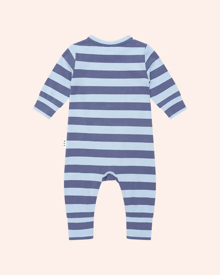 $50 COLLEGE HUX BLUE STRIPE ROMPER-BLUE