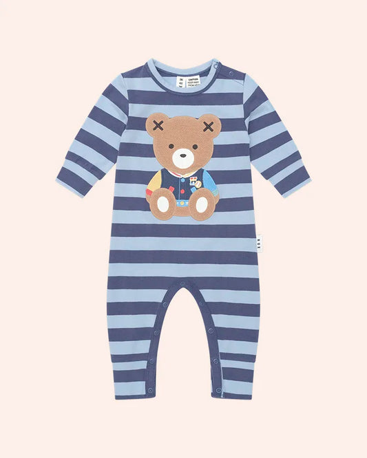 $50 COLLEGE HUX BLUE STRIPE ROMPER-BLUE